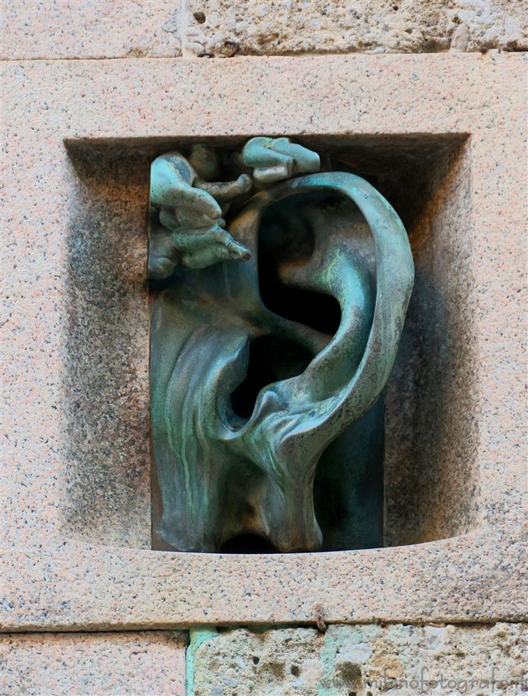 Milan (Italy) - Interphone with the shape of an ear in Serbelloni street 10 by Adolfo Wildt
